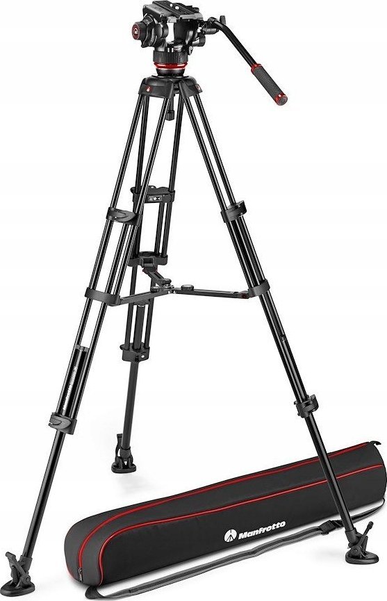 Tripod video Manfrotto 504X Alu Twin MS, kokë fluide, alumin, i zi