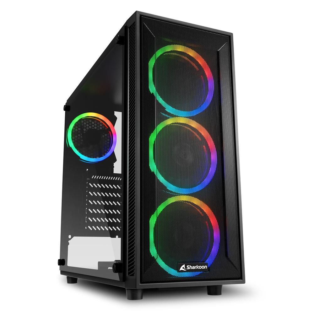 Kornizë PC Sharkoon TG4M RGB, ATX, 4 ventilatorë RGB, e zezë