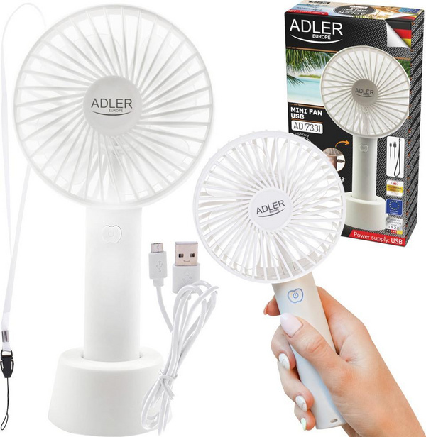 Ventilator freskues USB Adler Mini fan 9cm / 3.5, i bardhë