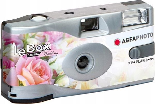 Kamerë analoge njëpërdorimëshe AgfaPhoto LeBox Wedding, 27 ekspozime, me blic, gri