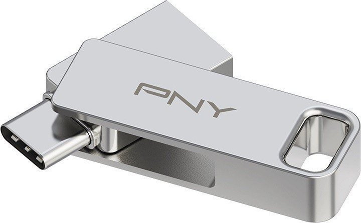 USB PNY Duo-Link, 64GB, USB A dhe USB C, argjend