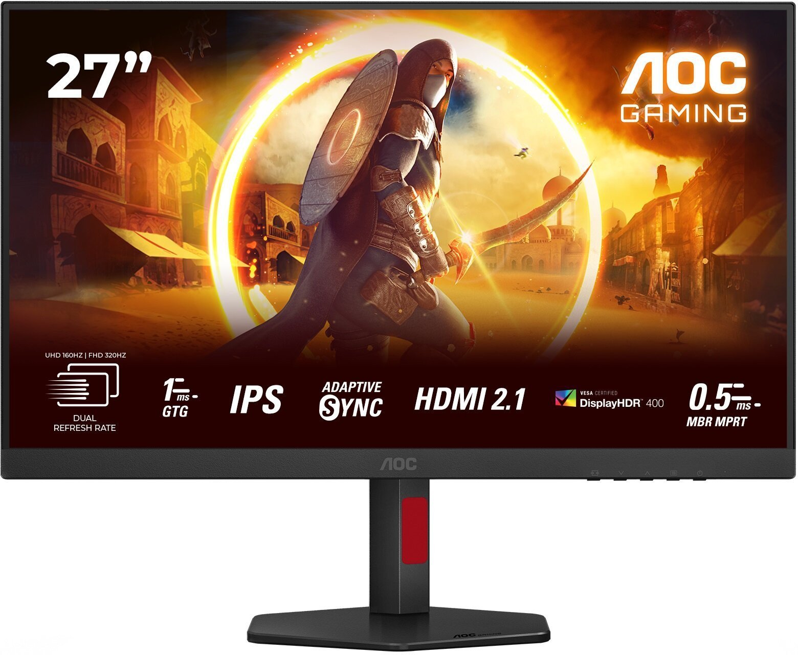 Гејминг монитор AOC G4 U27G4R, 27\", 4K Ultra HD, црн и црвен