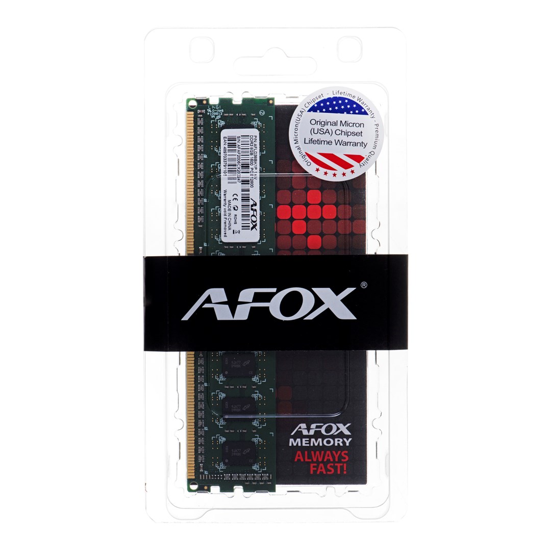 RAM меморија Afox, 8GB, DDR3, 1600MHz, SODIMM, црна