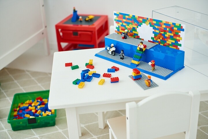 Kuti koleksionuese LEGO Iconic, e kaltër / transparente