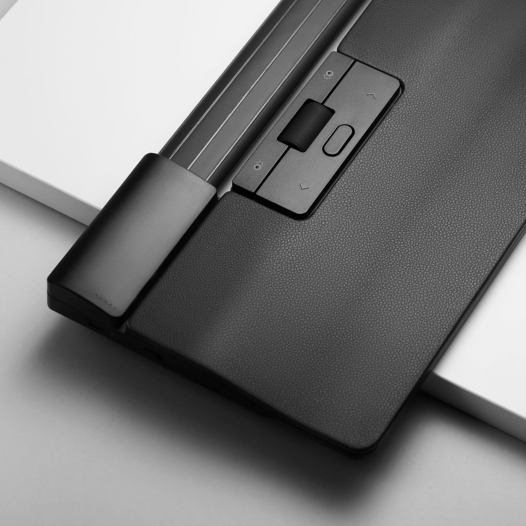 Maus ergonomik Contour SliderMouse Pro CDSMPRO10210, pa kabllo, Bluetooth 2.4 GHz, lëkurë vegane, i zi
