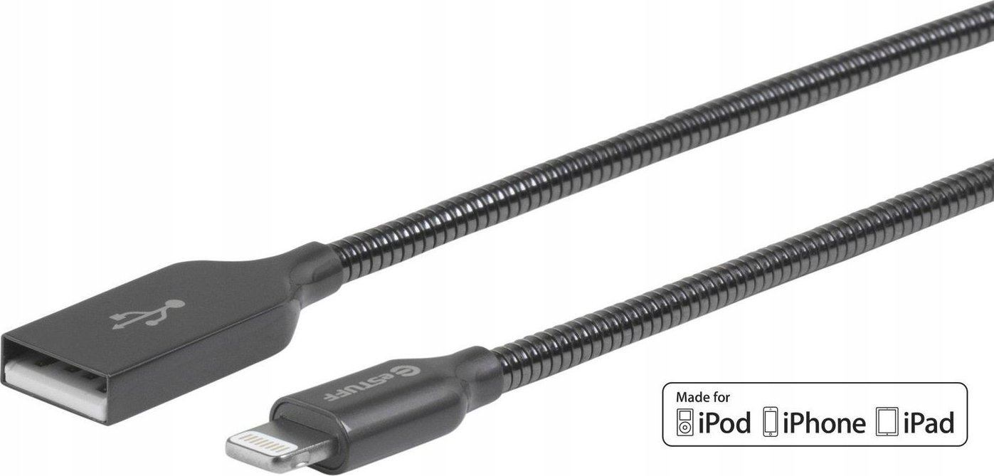 Kabllo USB eStuff ES601065, Lightning në USB A, 0.5 m, gri