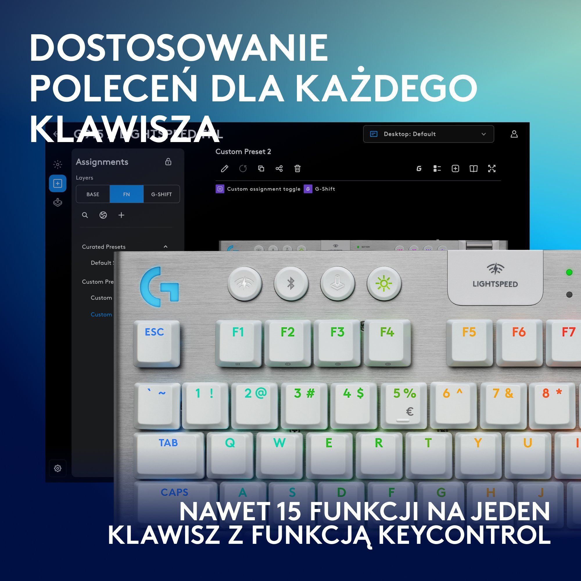 Tastierë gaming Logitech G915 X TKL Wireless, mekanike, RGB, e bardhë