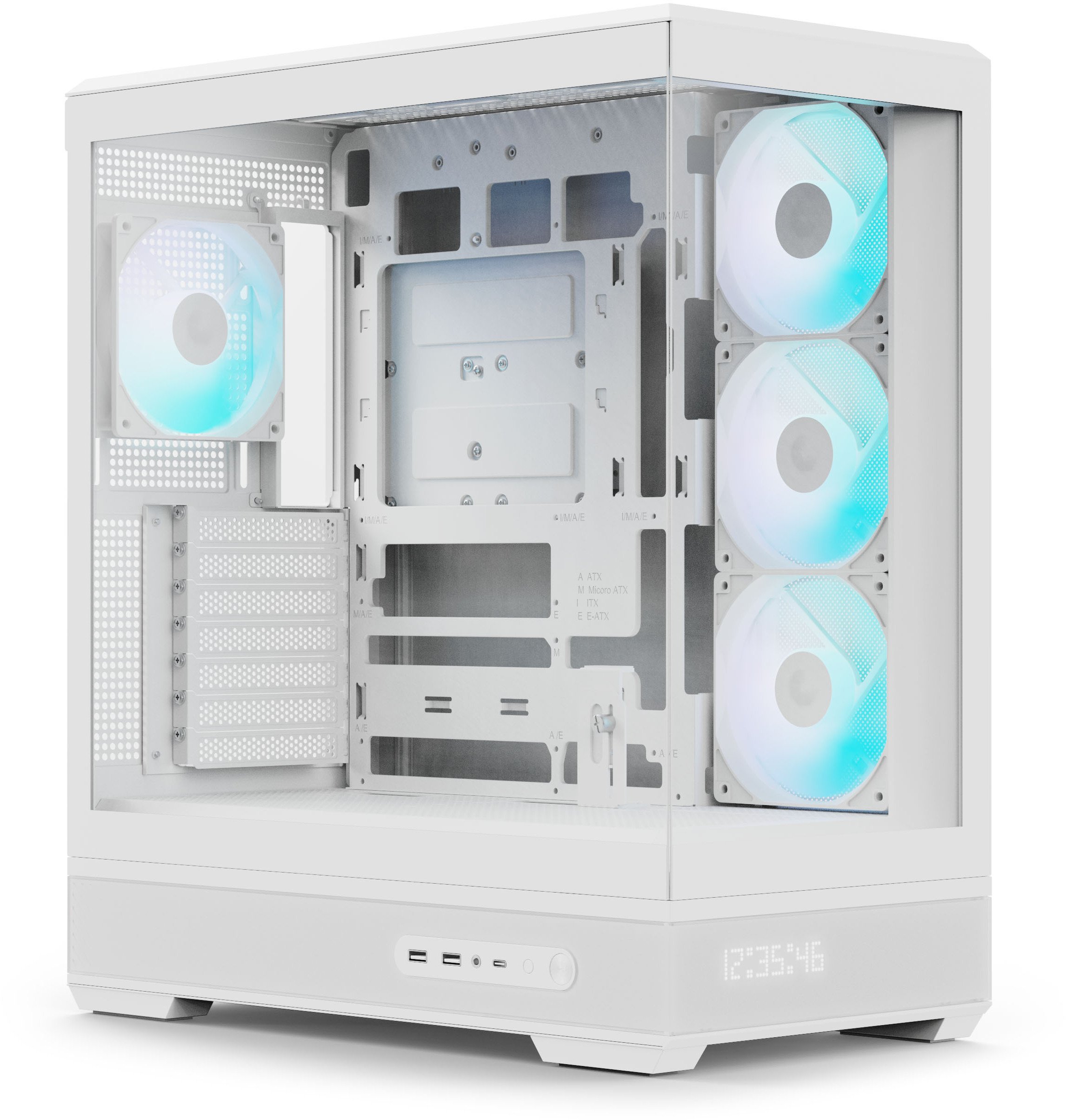 Kуќиште за персонален компјутер Aerocool P500B Mid Tower, ATX, зацврстено стакло, бела боја