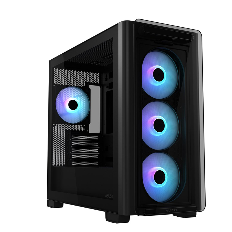 Kutia PC ASUS A23 PLUS Mid Tower, ARGB, xham i temperuar, e zezë