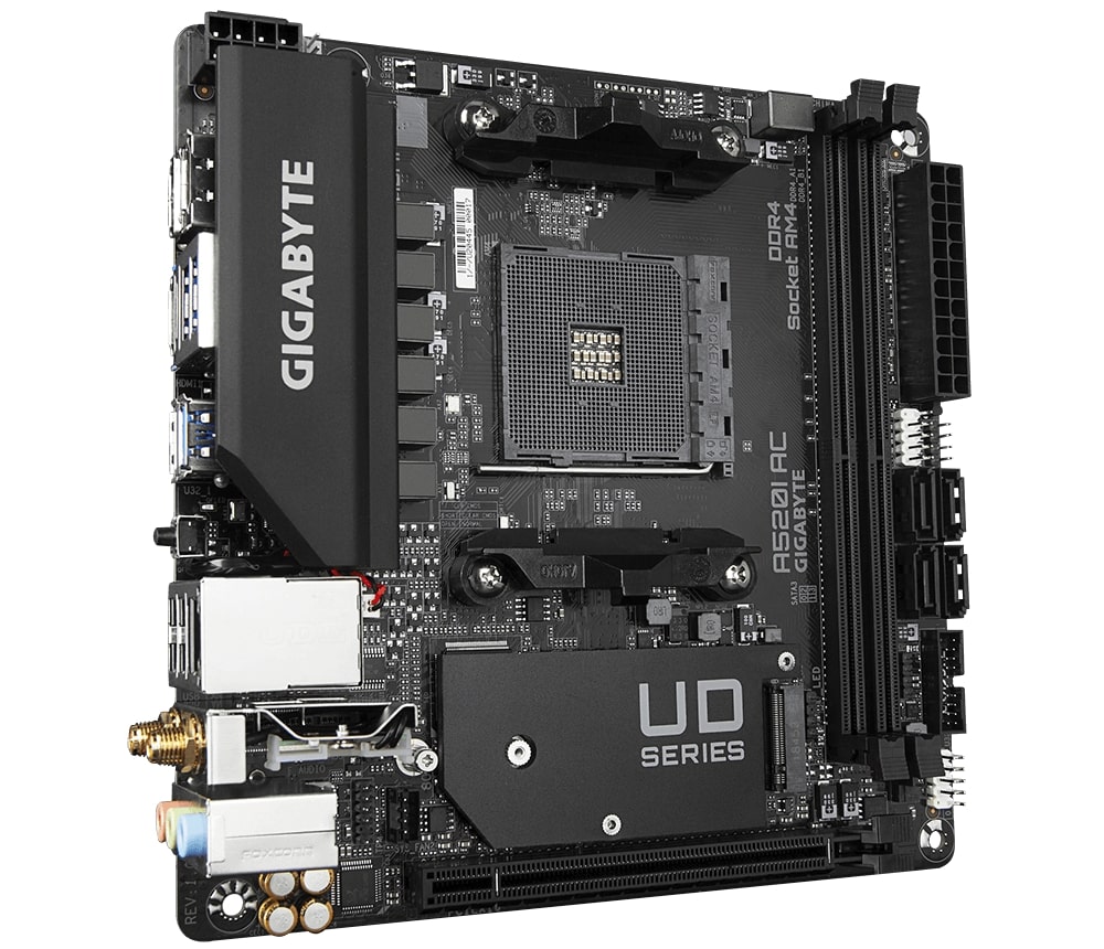 Pllakë amë Gigabyte A520I AC, Mini-ITX, AM4, DDR4, Wi-Fi, e zezë