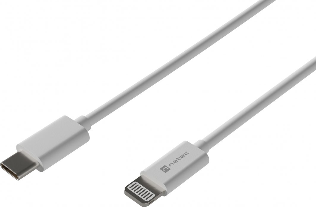 Kabllo USB Natec NKA-2151, USB-C në Lightning, 2 m, e bardhë