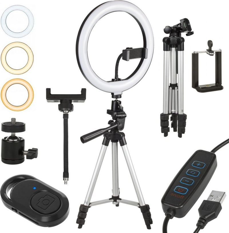 Ring light Maclean MCE610, 10", LED 12W, me tripod 110 cm