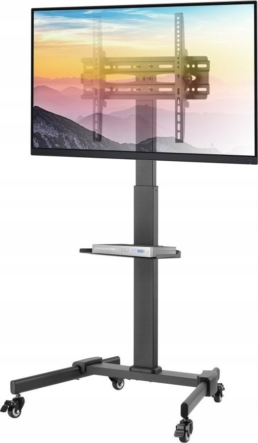 Stendë televizori mobile Techly, 32-55", 35kg, me raft AV, e zezë