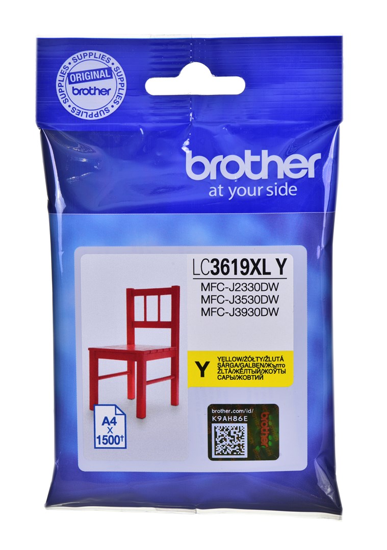 Ngjyrë për printer Brother LC-3619XLY, 1500 faqe, e verdhë