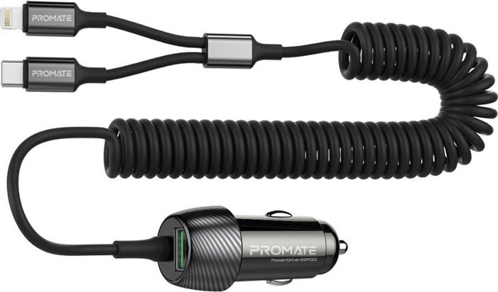 Karikues makinë ProMate PowerDrive 33PDCI, 33W, USB C PD dhe USB A, i zi