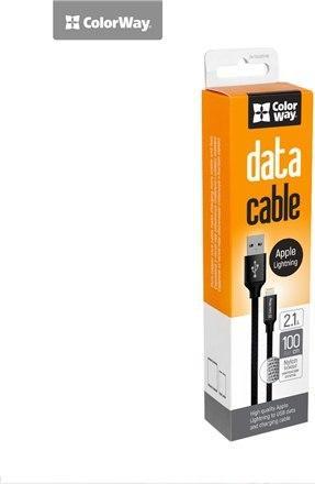 Kabllo USB ColorWay CW-CBUL004, USB A në Lightning, 1m, i zi