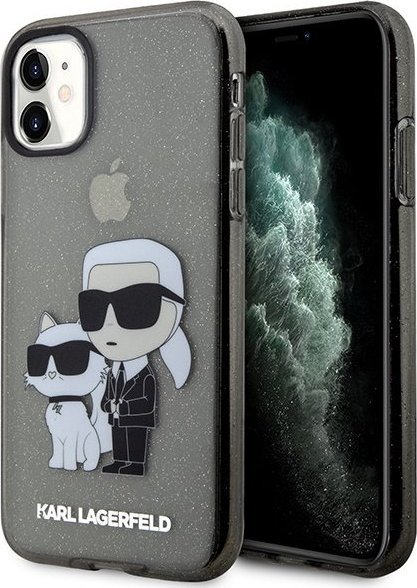 Futrollë për telefon Karl Lagerfeld KLHCN61HNKCT, për iPhone 11 XR, hardcase me shkëlqim Glitter, e zezë