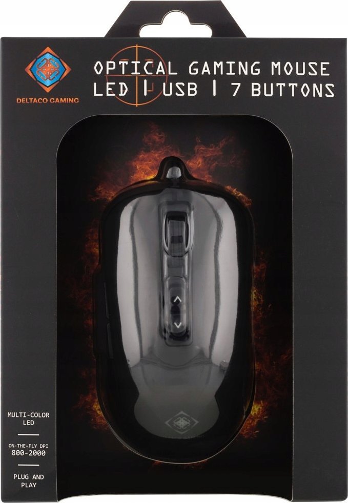 Maus gaming Deltaco GAM-029, optik, 2000 dpi, me kabllo USB, i zi