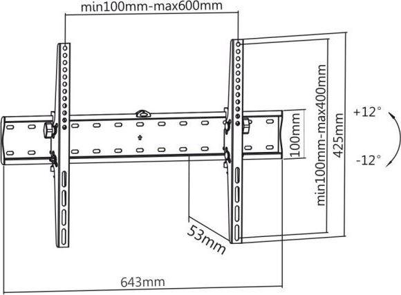 Mbajtëse Maclean MC-668 për televizor 37"-70", e zezë 2