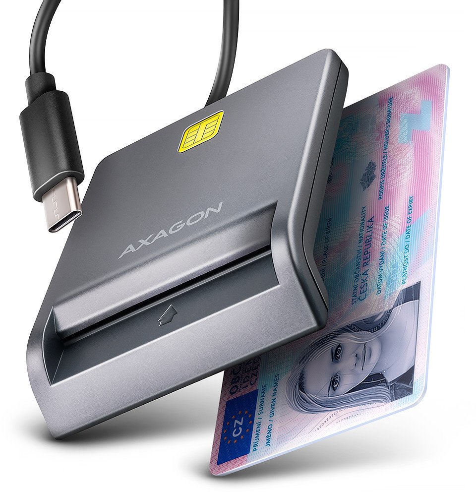 Lexues karte AXAGON CRE-SM3TC, USB-C, kabllo 1.2 m, i zi