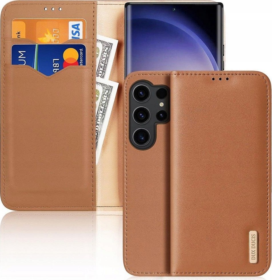 Mbulesë telefoni DUX DUCIS Samsung Galaxy S24 Plus Hivo, me kapak, me xhepa kartash, kafe