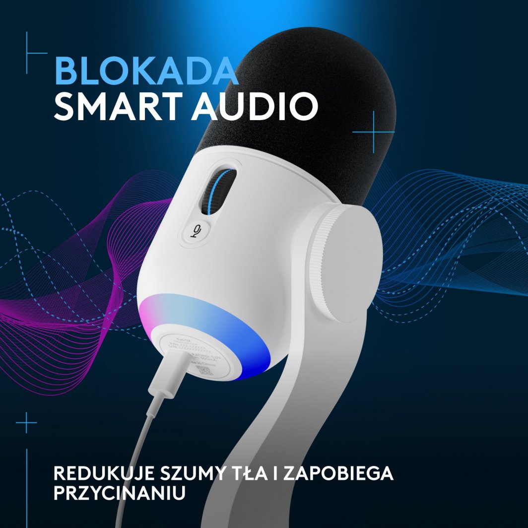 Mikrofon Logitech G Yeti GX (988-000576), 60Hz-18500kHz, USB/USB-C, i bardhë