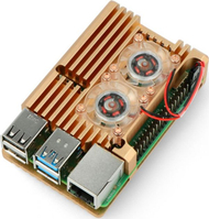 Kuti metalike JustPi DNG-16015 për Raspberry Pi 4B, 2 ventilatorë, ngjyrë ari