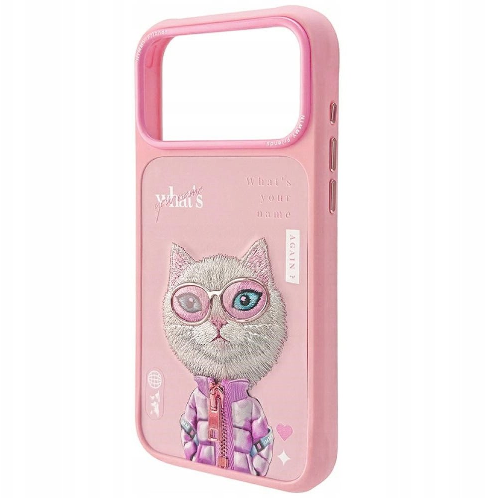 Kapak telefoni Nimmy Cool and Cute 2.0 Cat për iPhone 17 Pro, cover silikoni, rozë