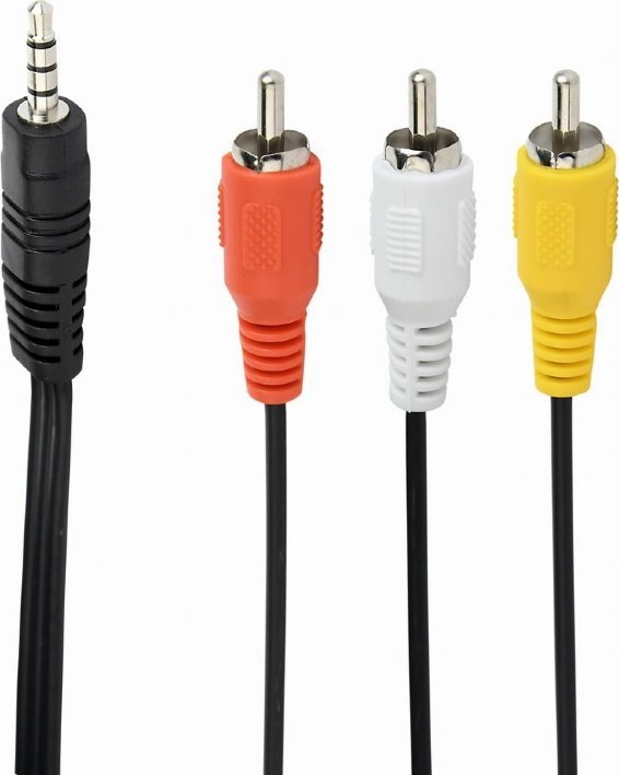 Kabllo audio video Gembird CCA-4P2R-2M, Jack 3.5mm në 3x RCA, 2m, i zi