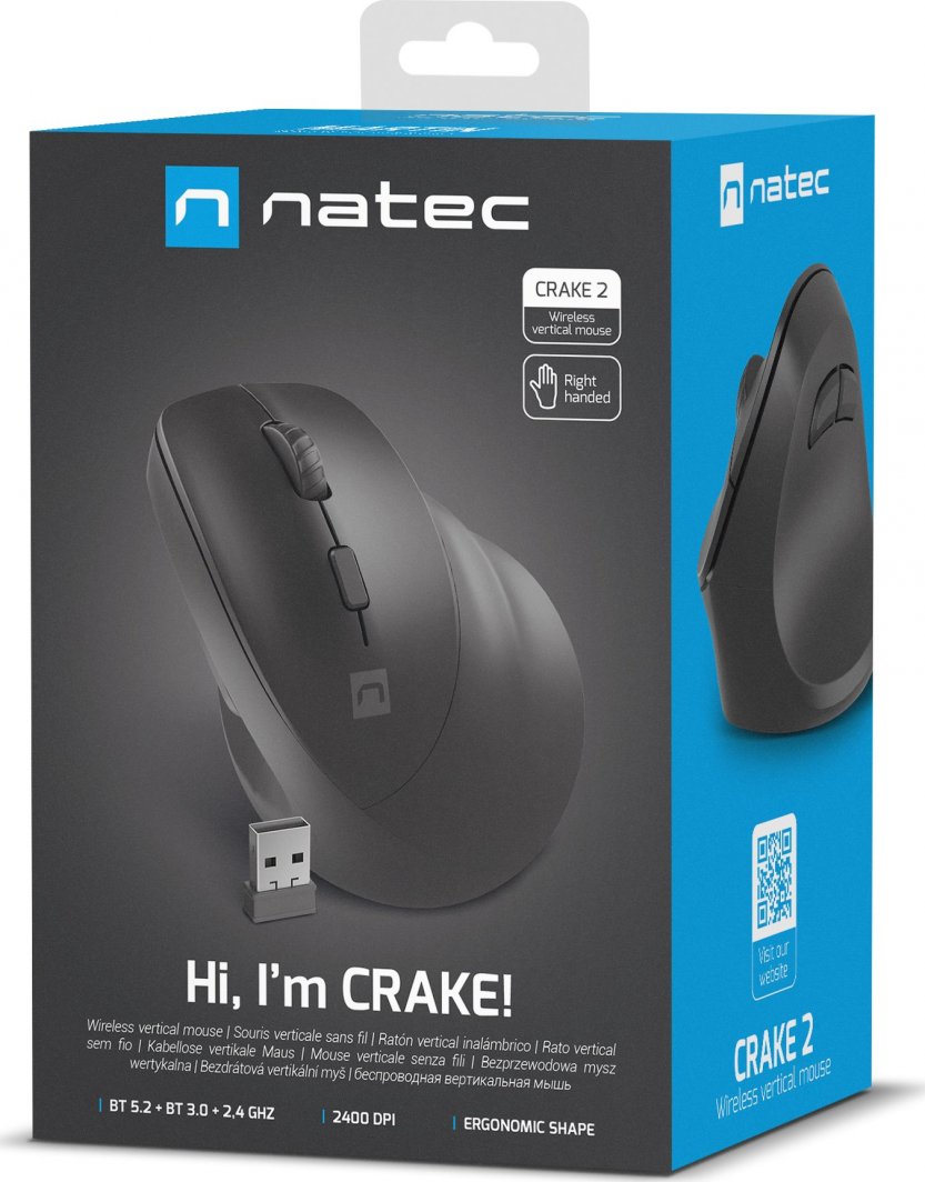 Maus Natec CRAKE, wireless, Bluetooth, USB, i zi