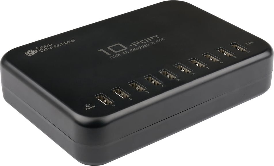 Karikues USB Alcasa PCA-D002S, 10 porta, 120W, i zi