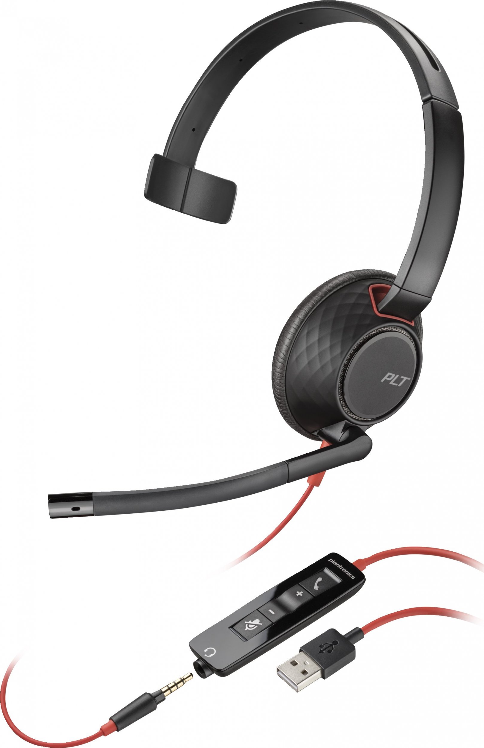 Kufje me mikrofon Poly Blackwire 5210, me kabllo, zhurmë-izoluese, të zeza
