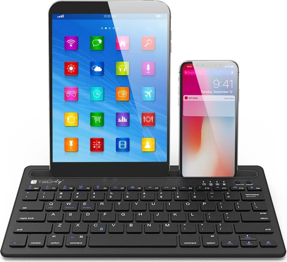 Tastierë Techly Mini, wireless, US, e zezë