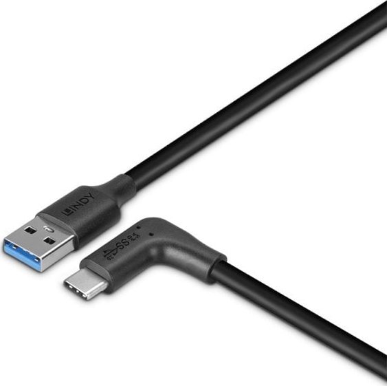 Kabllo USB LINDY 1.5m, USB 3.2 Type A në Type C, kënd 90°