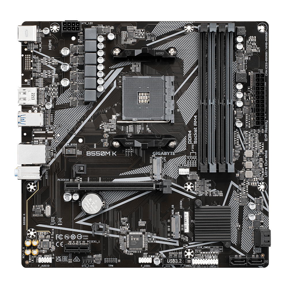 Pllakë amë Gigabyte B550M K, socket AM4, mATX, PCIe 4.0