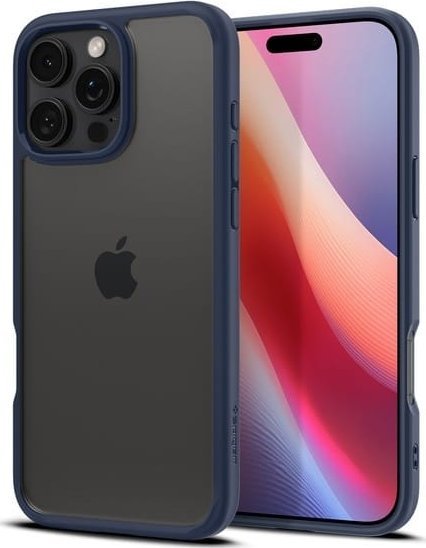 Mbulesë telefoni Spigen Ultra Hybrid për iPhone 16 Pro, profil i hollë, pjesë e pasme transparente, blu e errët