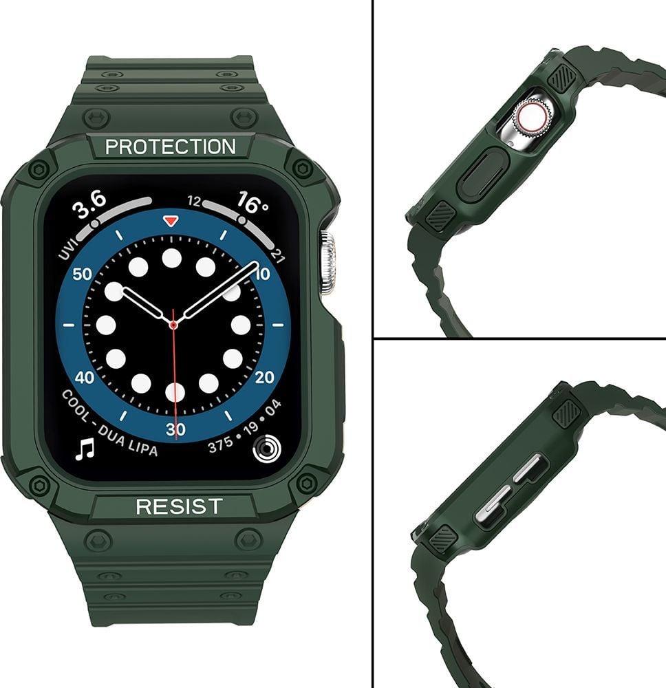 Rrip me kasë për orë smart Hurtel Protect Strap, për Apple Watch 45 44 42mm, jeshil