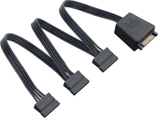 Kabllo ndarëse energjie SilverStone SST CP06 L, SATA 15 pin në 3x SATA 15 pin, 1.8m, e zezë