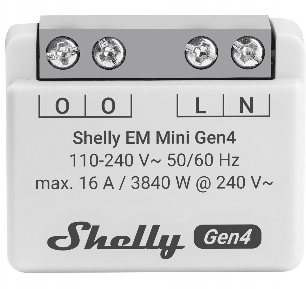 Modul matës energjie Shelly EM Mini Gen4, 110-240V, 16A, i bardhë