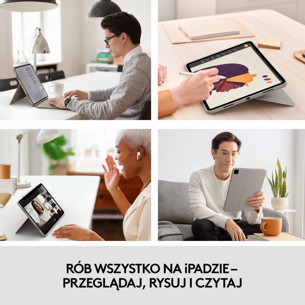 Tastierë Logitech Combo Touch për iPad Pro 12.9 inç (gjenerata 5 dhe 6), SAND, e verdhë ranore