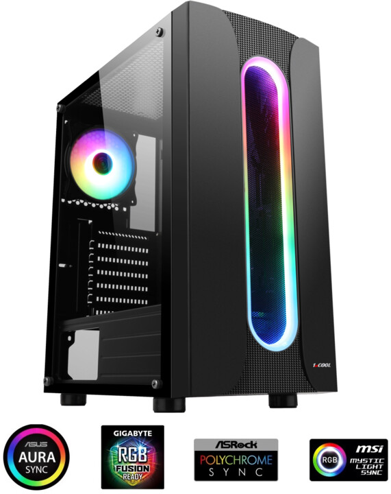 [OUTLET] Kasë kompjuteri 1stCool Sauron, ARGB, USB 3.0, e zezë
