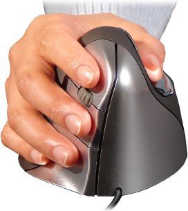 Maus BakkerElkhuizen Evoluent, me kabllo, USB, i zi dhe i argjendtë