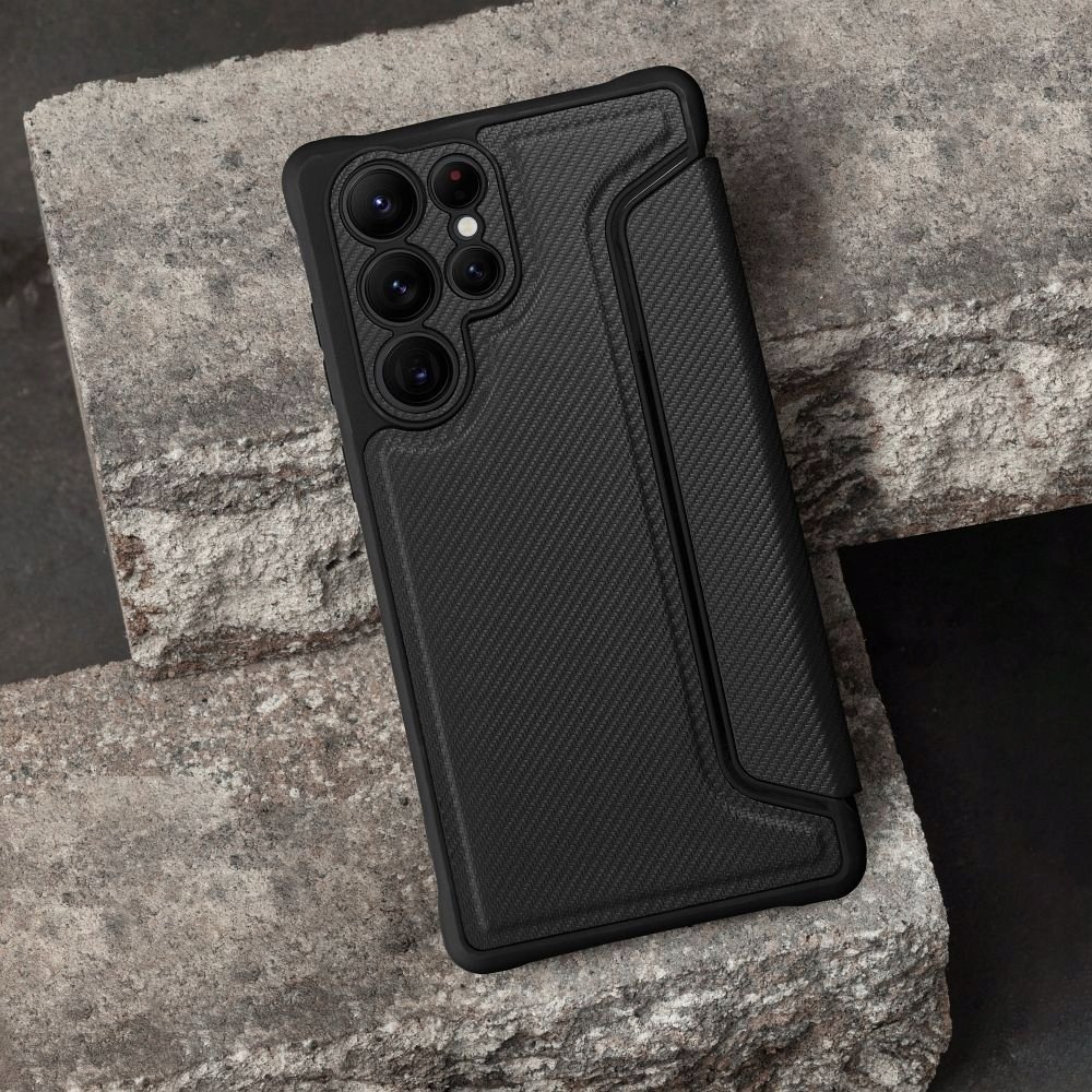 Këllëf libror Razor për Samsung Galaxy A35 5G, mbyllje magnetike, xhep për kartela, ngjyrë e errët