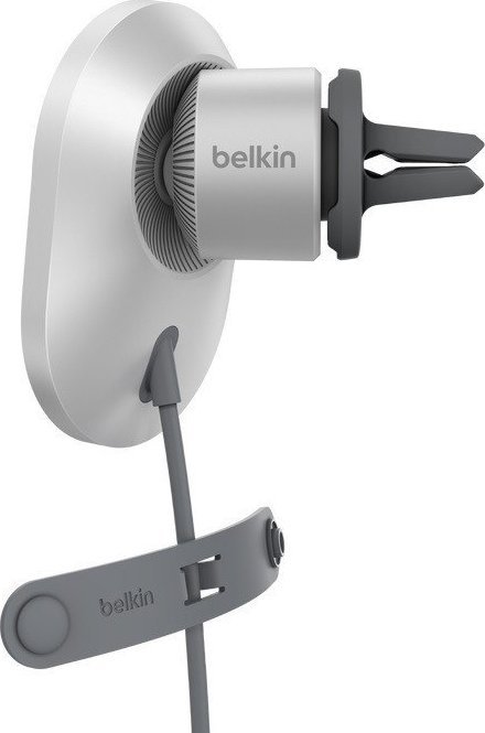 Karikues wireless për veturë Belkin BoostCharge Pro, 15W, montim në grilë ajri, argjendtë e bardhë