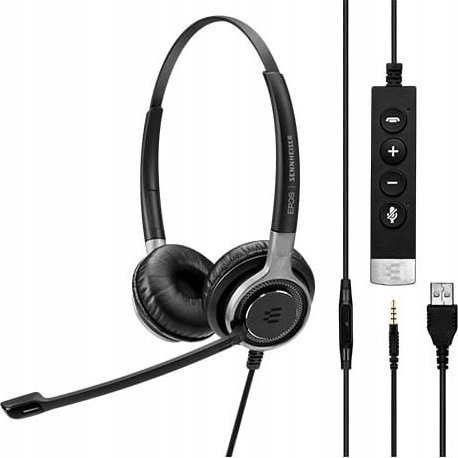Kufje me mikrofon EPOS SC665, stereo, USB dhe 3.5mm, të zeza