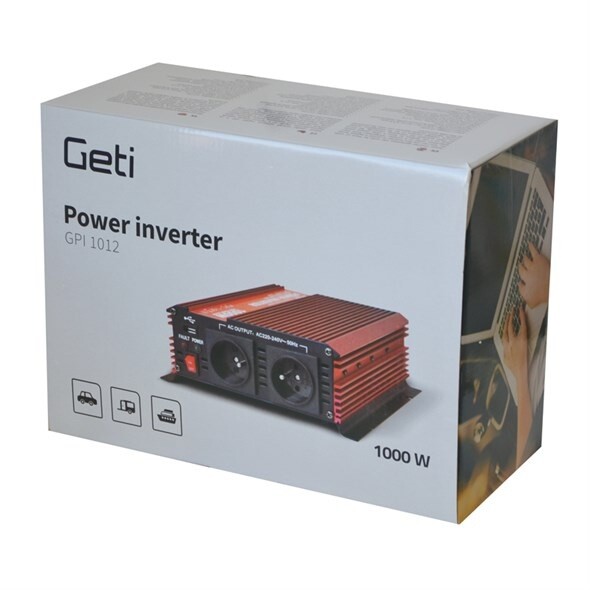[OUTLET] Konvertues i tensionit Geti GPI 1012 DC/AC, 12V/230V, 1000W, USB