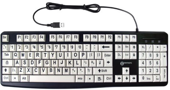 Tastierë Geemarc KBSV3, USB, layout gjerman QWERTZ, taste të mëdha, bardh e zi