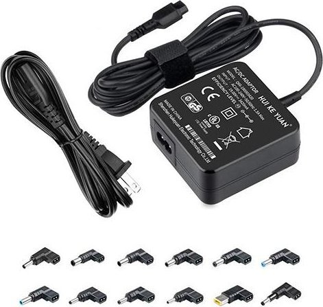 Adaptor universal për notebook, 65W, shumë konektorë, i zi