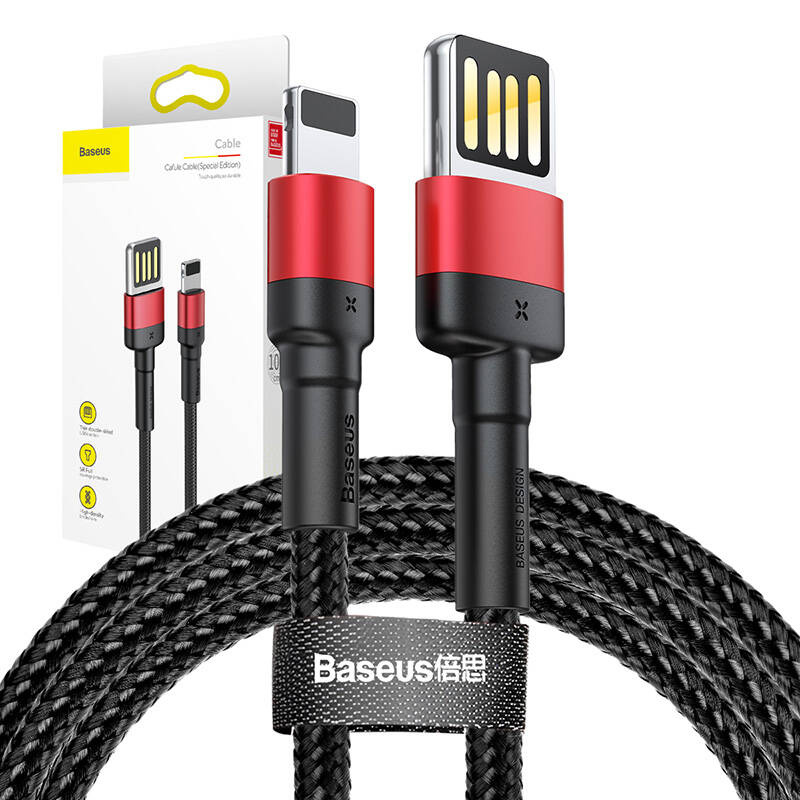 Kabllo USB Baseus CALKLF-G91, USB-A në Lightning, 1 m, e zezë e kuqe