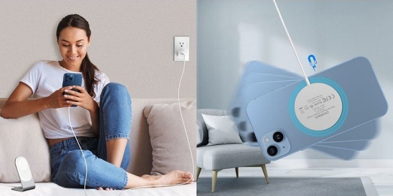 Karikues wireless magnetik Choetech 15W, për iPhone 12 13 14 15, blu